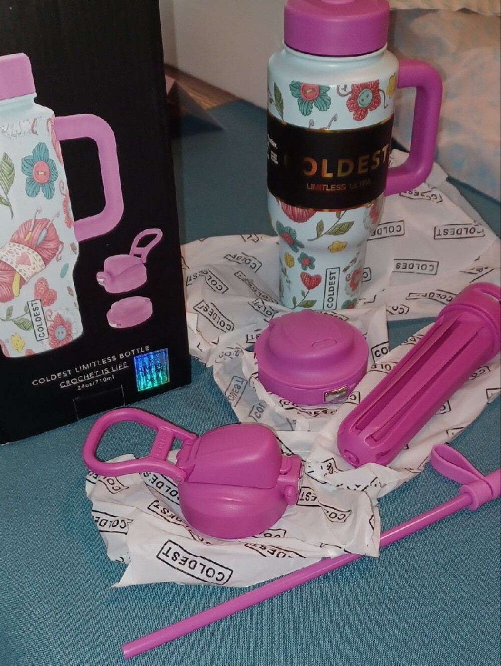 Coldest Limited Edition Bottle - Pink Crochet Is Life(24oz)